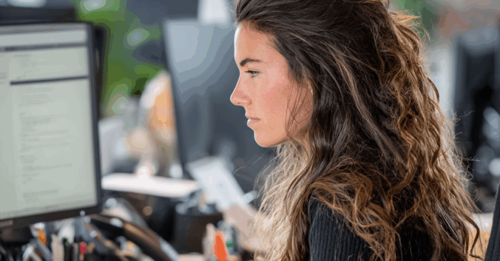 jeune femme préparant sa campagne youtube ads sur son ordinateur de travail