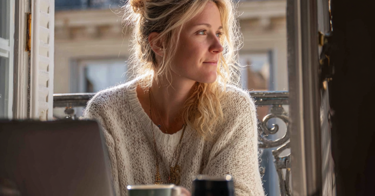 Professionnelle du bien-être regardant ses statistiques marketing